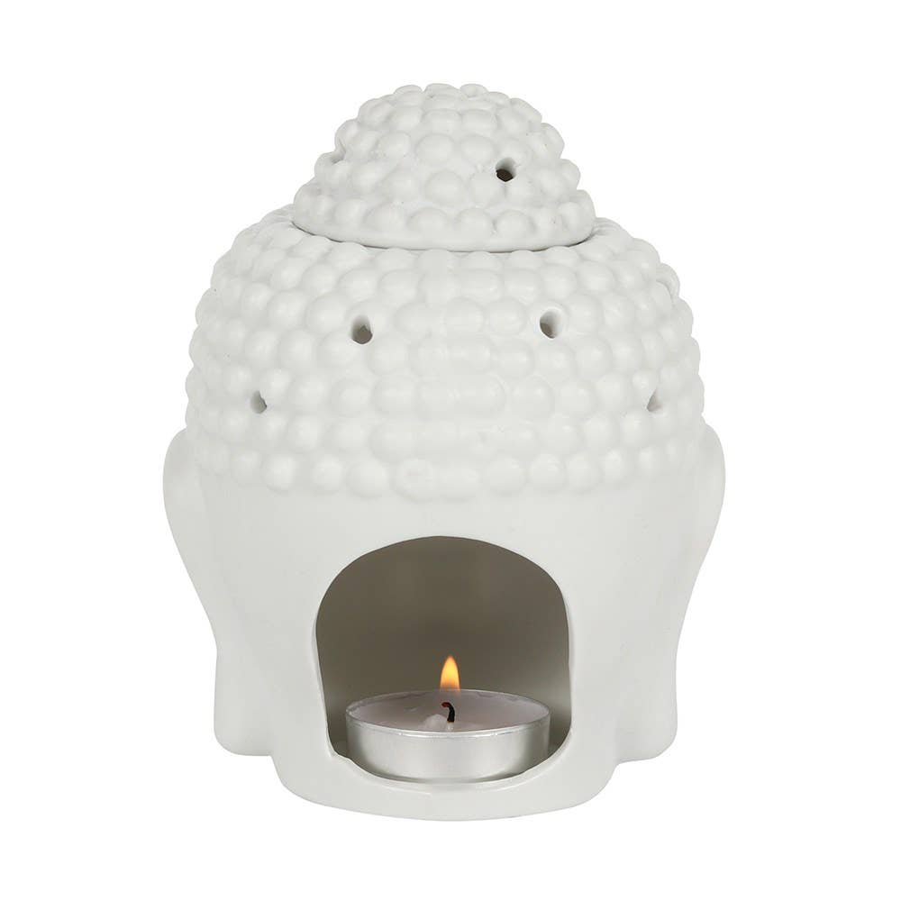 White Buddha Head Oil Burner and Wax Warmer