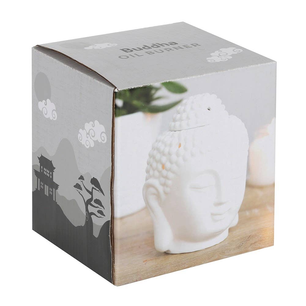 White Buddha Head Oil Burner and Wax Warmer