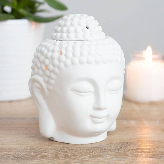 White Buddha Head Oil Burner and Wax Warmer